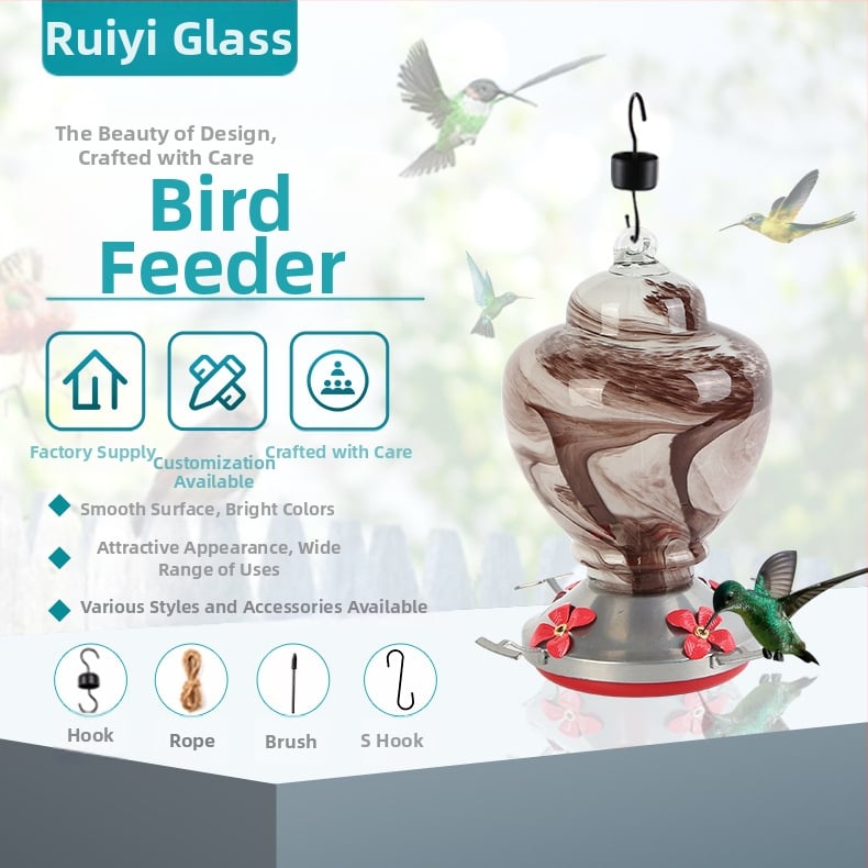 Γυάλινος τροφοδότης για πουλιά, κρεμαστός εξωτερικός, βαμμένη επιφάνεια — Ruiyi Glass (Υλικό: Γυαλί; Μάρκα: Ruiyi Glass; Επιφάνεια: Βαμμένη; Κατάλληλο για ενυδρείο)