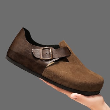 Muške zimske papuče u stilu Birkenstock, matirani gornji dio, EVA potplat, tehnologija potplata od viskoze, zatvaranje trakom za glavu uz potporu