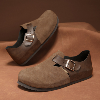 Muške zimske papuče u stilu Birkenstock, matirani gornji dio, EVA potplat, tehnologija potplata od viskoze, zatvaranje trakom za glavu uz potporu