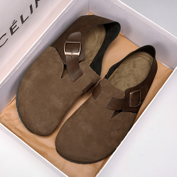 Muške zimske papuče u stilu Birkenstock, matirani gornji dio, EVA potplat, tehnologija potplata od viskoze, zatvaranje trakom za glavu uz potporu