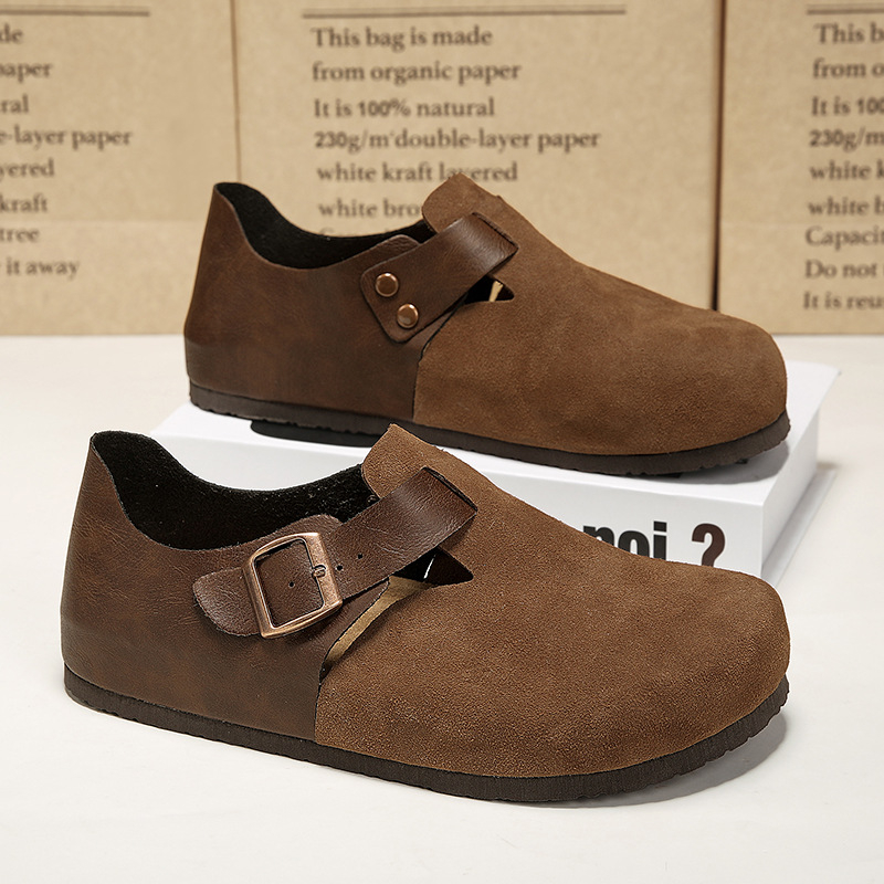 Muške zimske papuče u stilu Birkenstock, matirani gornji dio, EVA potplat, tehnologija potplata od viskoze, zatvaranje trakom za glavu uz potporu