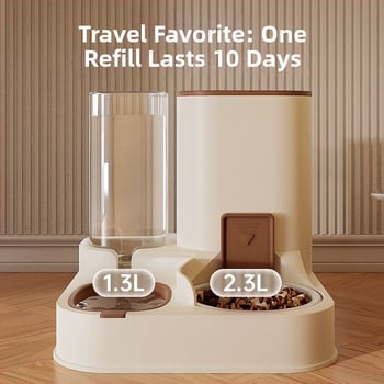 Πιάτο γάτας με αυτόματη τροφοδοσία και διανομέα νερού, διπλό μπολ, γυάλινο σχέδιο (Υλικό: κοινό γυαλί; Αντικείμενο: Γάτα; Κατηγορία: Τροφές κατοικίδιων; Προέλευση: Άλλο)