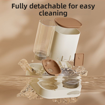 Πιάτο γάτας με αυτόματη τροφοδοσία και διανομέα νερού, διπλό μπολ, γυάλινο σχέδιο (Υλικό: κοινό γυαλί; Αντικείμενο: Γάτα; Κατηγορία: Τροφές κατοικίδιων; Προέλευση: Άλλο)