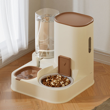 Πιάτο γάτας με αυτόματη τροφοδοσία και διανομέα νερού, διπλό μπολ, γυάλινο σχέδιο (Υλικό: κοινό γυαλί; Αντικείμενο: Γάτα; Κατηγορία: Τροφές κατοικίδιων; Προέλευση: Άλλο)