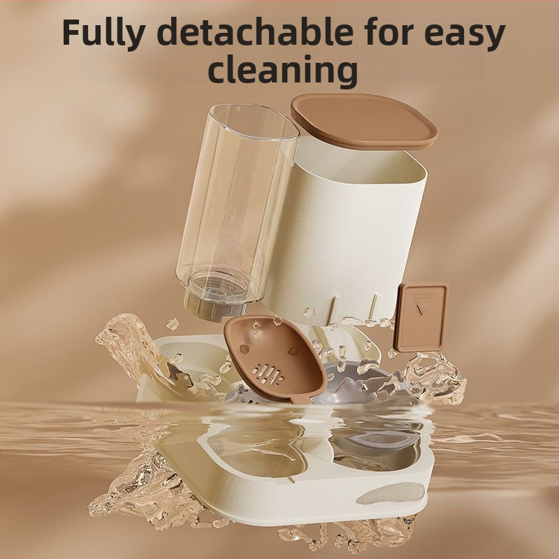 Πιάτο γάτας με αυτόματη τροφοδοσία και διανομέα νερού, διπλό μπολ, γυάλινο σχέδιο (Υλικό: κοινό γυαλί; Αντικείμενο: Γάτα; Κατηγορία: Τροφές κατοικίδιων; Προέλευση: Άλλο)