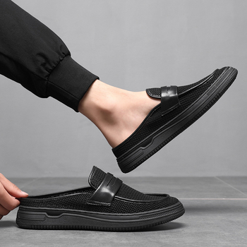 Muške prozračne papuče za vožnju – gumeni đon, platnena gornja, ljetna ležerna obuća