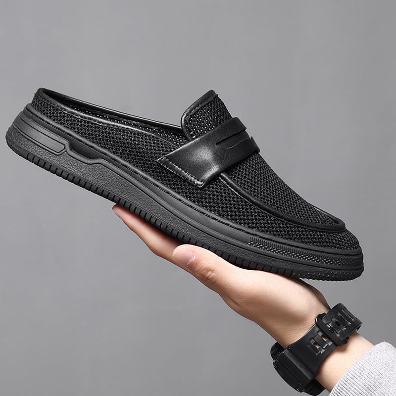 Muške prozračne papuče za vožnju – gumeni đon, platnena gornja, ljetna ležerna obuća