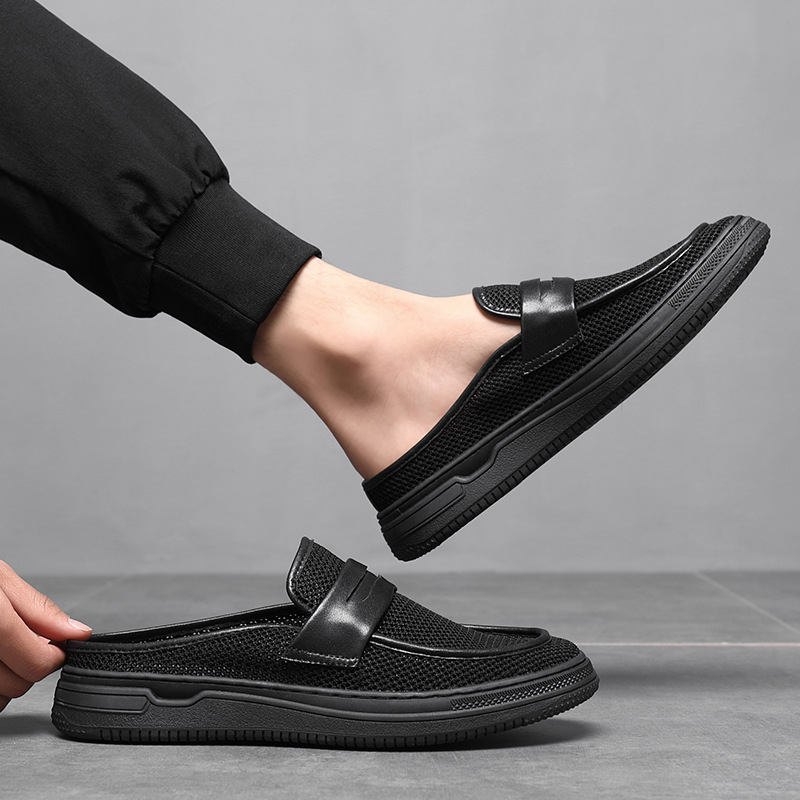 Muške prozračne papuče za vožnju – gumeni đon, platnena gornja, ljetna ležerna obuća