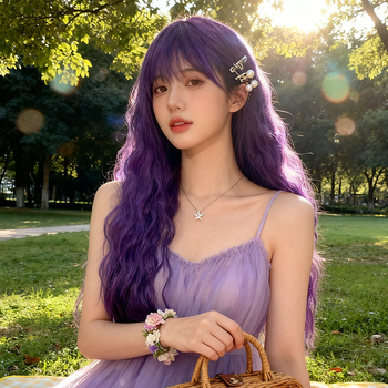 Duga kovrčava perika za žene, s bangs, prirodan izgled, model 186, vlakna otporna na visoke temperature, mehanizam