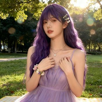 Duga kovrčava perika za žene, s bangs, prirodan izgled, model 186, vlakna otporna na visoke temperature, mehanizam