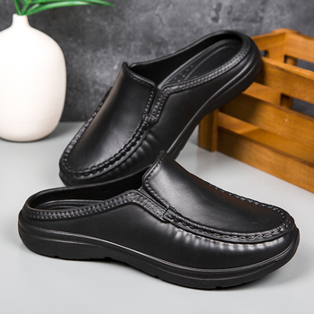Muške protuklizne kuhinjske cipele s zatvorenim prstom, slip-on stil, PU gornji dio, gumena potplata