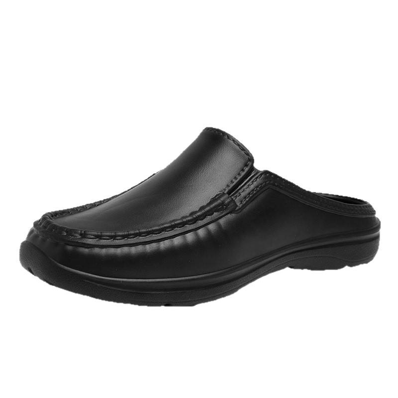 Muške protuklizne kuhinjske cipele s zatvorenim prstom, slip-on stil, PU gornji dio, gumena potplata