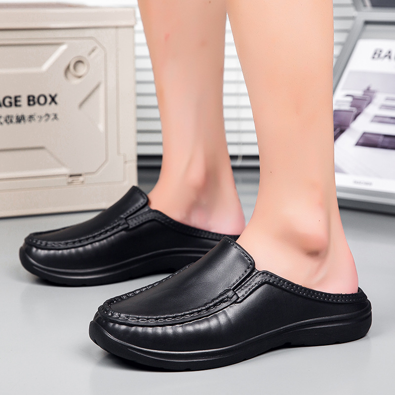 Muške protuklizne kuhinjske cipele s zatvorenim prstom, slip-on stil, PU gornji dio, gumena potplata