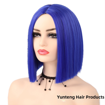 Perika kratka ravna kosa, bob s srednjom razdjelnom, model YT780, vlakna otporna na toplinu, mehanički postupak izrade, bez šiške