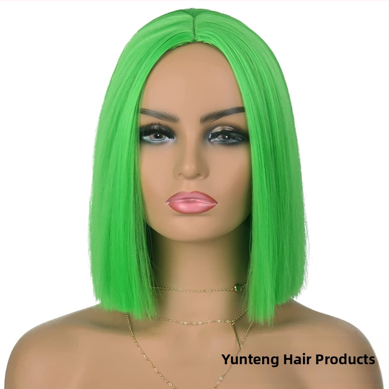 Perika kratka ravna kosa, bob s srednjom razdjelnom, model YT780, vlakna otporna na toplinu, mehanički postupak izrade, bez šiške