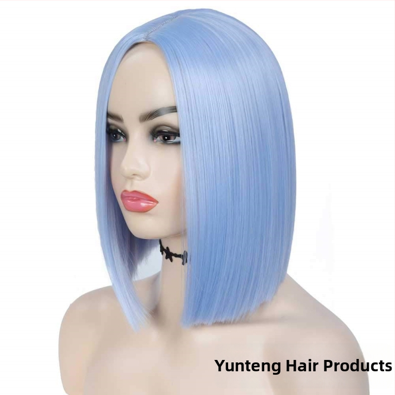 Perika kratka ravna kosa, bob s srednjom razdjelnom, model YT780, vlakna otporna na toplinu, mehanički postupak izrade, bez šiške