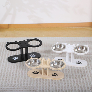 Tuokun Ξύλινη βάση για μπολ γάτας – Ρυθμιζόμενος τροφοδότης και δεξαμενή νερού