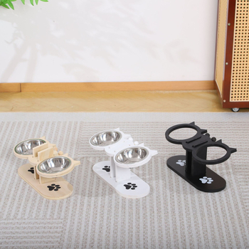 Tuokun Ξύλινη βάση για μπολ γάτας – Ρυθμιζόμενος τροφοδότης και δεξαμενή νερού