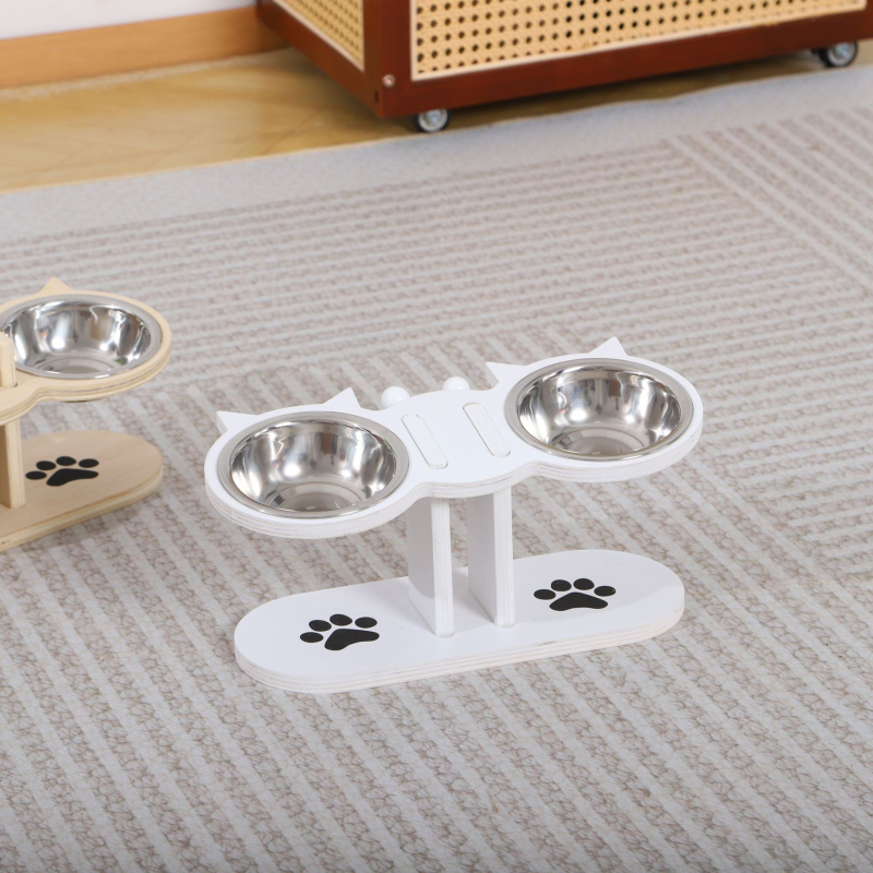 Tuokun Ξύλινη βάση για μπολ γάτας – Ρυθμιζόμενος τροφοδότης και δεξαμενή νερού