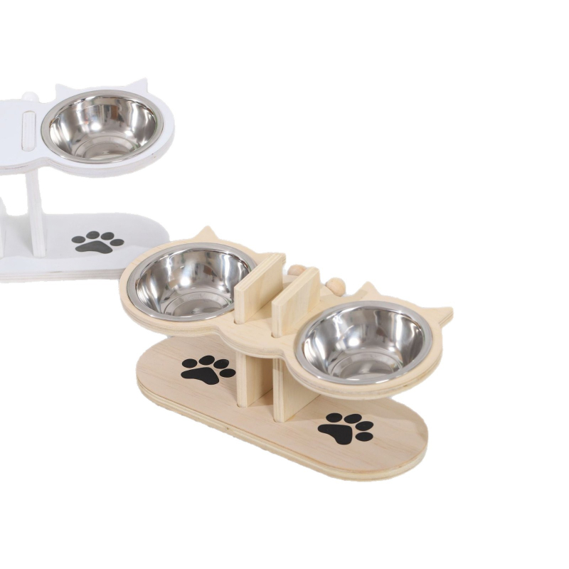 Tuokun Ξύλινη βάση για μπολ γάτας – Ρυθμιζόμενος τροφοδότης και δεξαμενή νερού