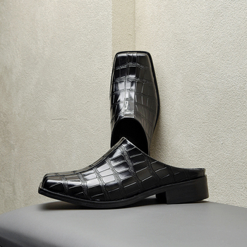 Muške slip-on cipele, britskog stila, s reljefnim uzorkom krokodila na kravljoj koži, gumeni potplat