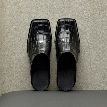 Muške slip-on cipele, britskog stila, s reljefnim uzorkom krokodila na kravljoj koži, gumeni potplat