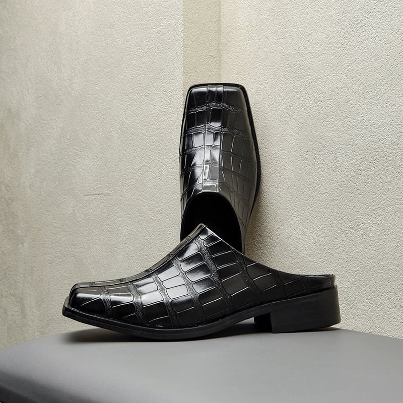 Muške slip-on cipele, britskog stila, s reljefnim uzorkom krokodila na kravljoj koži, gumeni potplat
