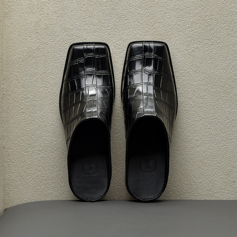 Muške slip-on cipele, britskog stila, s reljefnim uzorkom krokodila na kravljoj koži, gumeni potplat