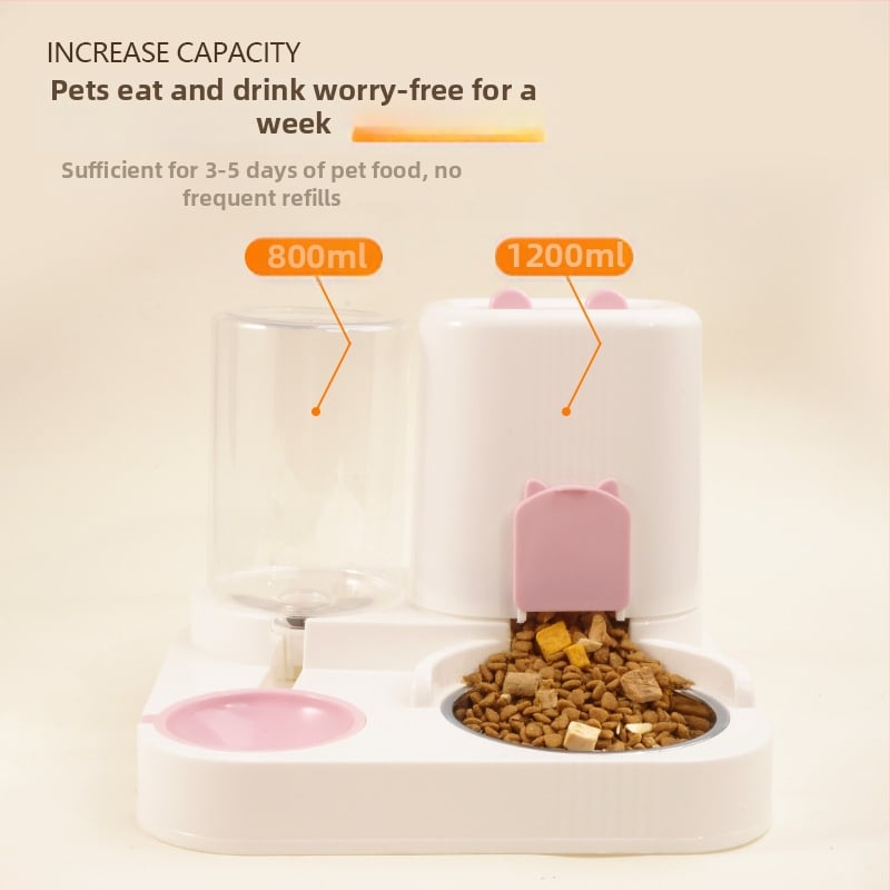 Hi cute Διανομέας νερού για γάτες με αυτόματη ταΐστρα, όλα σε ένα, πλαστικό