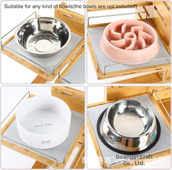 Ξύλινο ράφι για μπολ γάτας, ρυθμιόμενο ύψος και προστασία του λαιμού, Chenjia