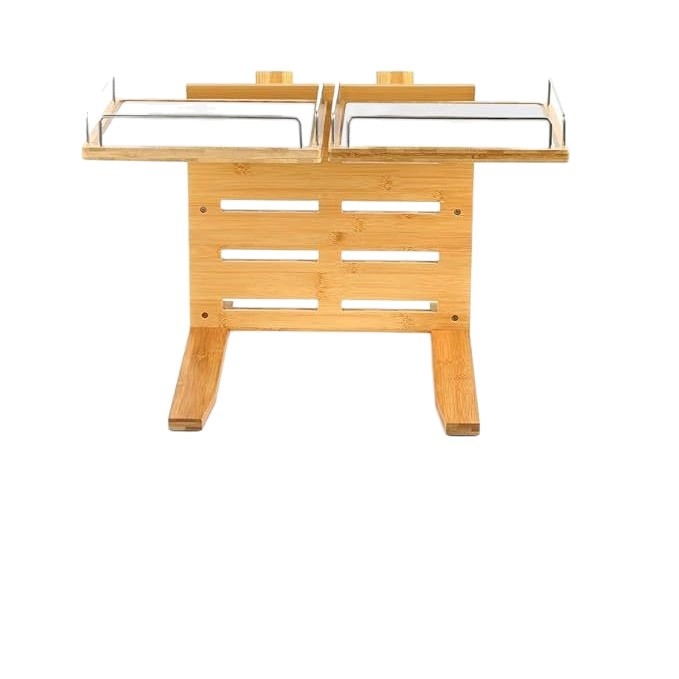 Ξύλινο ράφι για μπολ γάτας, ρυθμιόμενο ύψος και προστασία του λαιμού, Chenjia