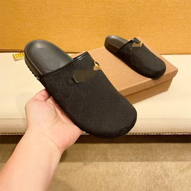 Muške kožne mule s otiskom slova G Family, Toe Cap, Slip-On, gumena potplat, jesen 2025