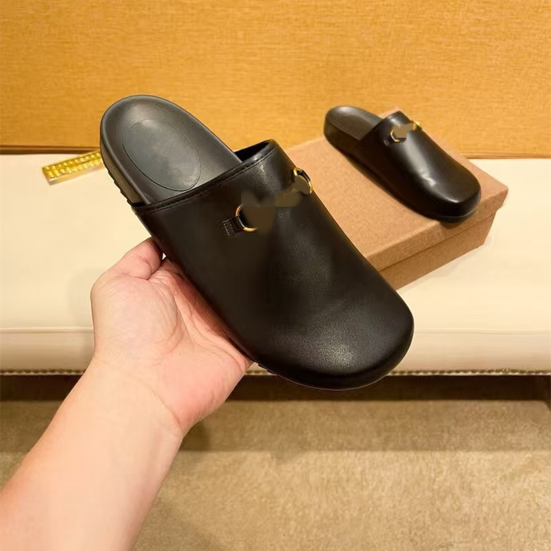 Muške kožne mule s otiskom slova G Family, Toe Cap, Slip-On, gumena potplat, jesen 2025