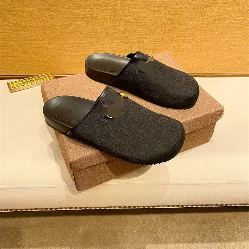 Muške kožne mule s otiskom slova G Family, Toe Cap, Slip-On, gumena potplat, jesen 2025