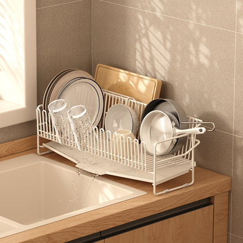 Odvodni stalak za posuđe za sudoper od nehrđajućeg čelika 304, kuhinjski stolni model, jednostavan i moderan stil