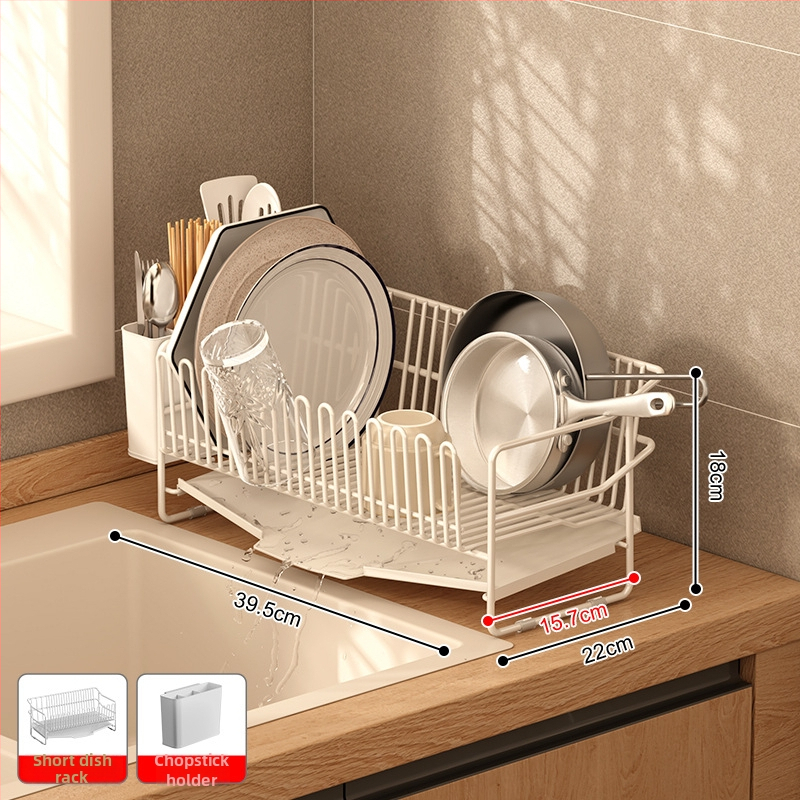 Odvodni stalak za posuđe za sudoper od nehrđajućeg čelika 304, kuhinjski stolni model, jednostavan i moderan stil