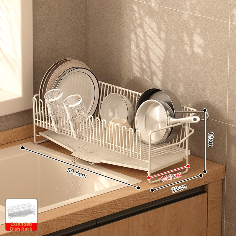 Odvodni stalak za posuđe za sudoper od nehrđajućeg čelika 304, kuhinjski stolni model, jednostavan i moderan stil