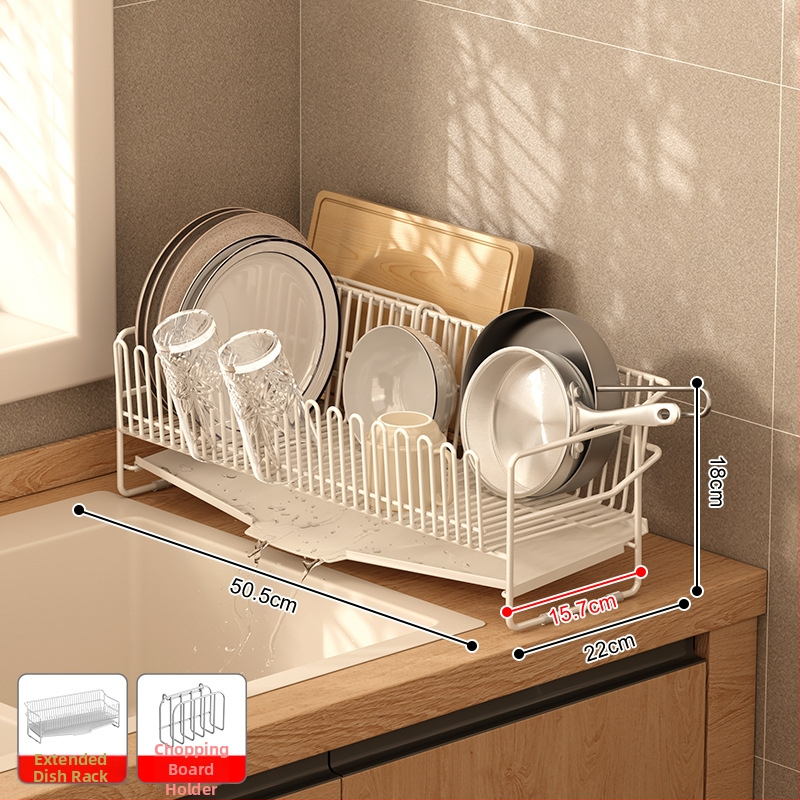 Odvodni stalak za posuđe za sudoper od nehrđajućeg čelika 304, kuhinjski stolni model, jednostavan i moderan stil