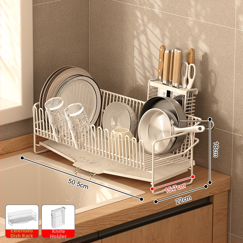 Odvodni stalak za posuđe za sudoper od nehrđajućeg čelika 304, kuhinjski stolni model, jednostavan i moderan stil