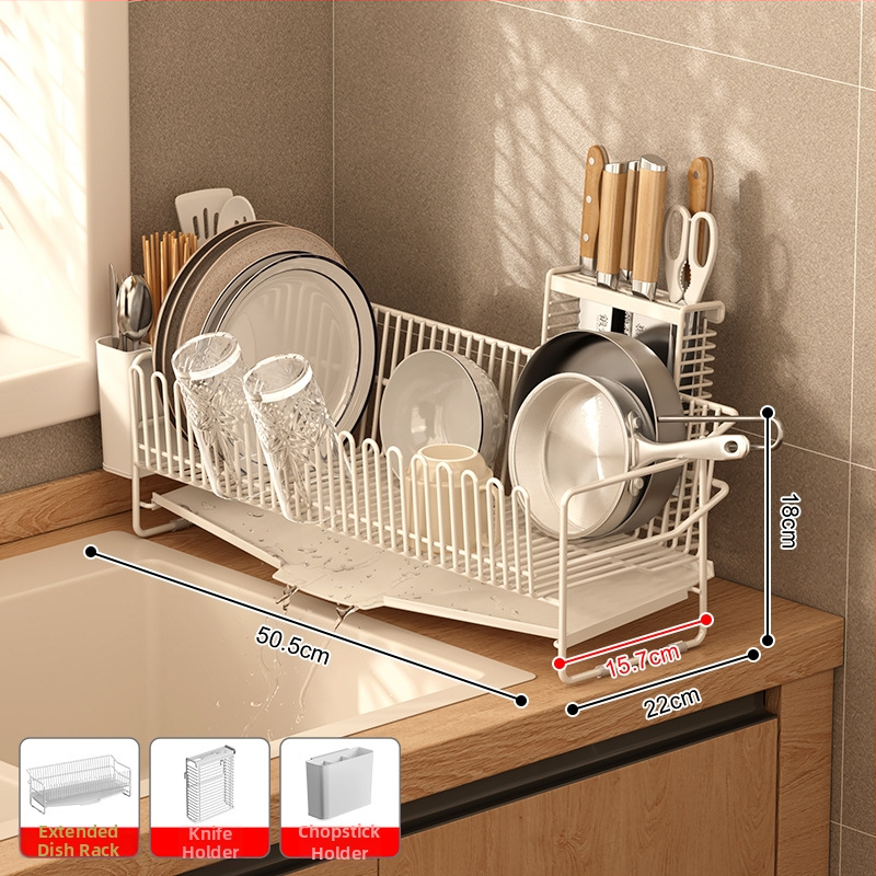 Odvodni stalak za posuđe za sudoper od nehrđajućeg čelika 304, kuhinjski stolni model, jednostavan i moderan stil