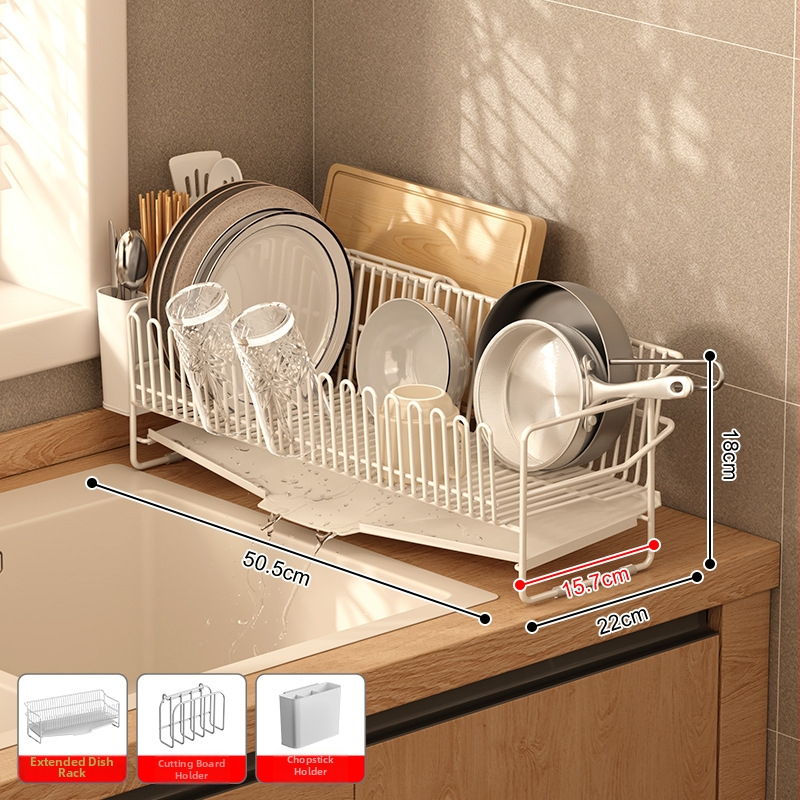 Odvodni stalak za posuđe za sudoper od nehrđajućeg čelika 304, kuhinjski stolni model, jednostavan i moderan stil