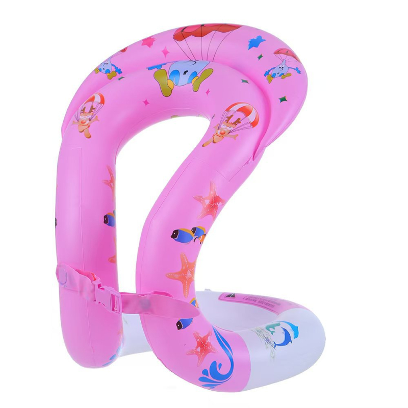 Детски надуваем пръстен за плуване с жилетка за плаване, карикатурен дизайн, екологичен PVC, удебелен PVC, за плуване и водни игри