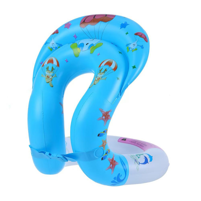 Детски надуваем пръстен за плуване с жилетка за плаване, карикатурен дизайн, екологичен PVC, удебелен PVC, за плуване и водни игри