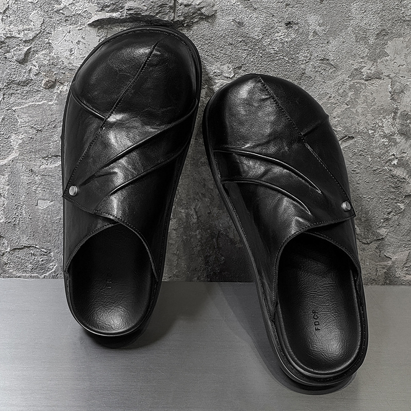 Muške papuče inspirirane Birkenstock, ručno izrađene, gumena potplata, ležerni stil