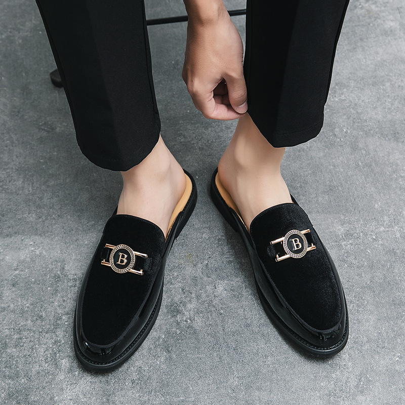 Muške cipele bez stražnjeg dijela, gumena potplata, britanski stil