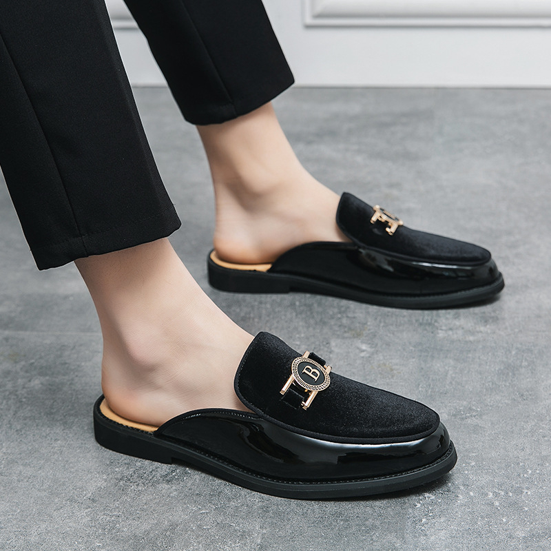 Muške cipele bez stražnjeg dijela, gumena potplata, britanski stil