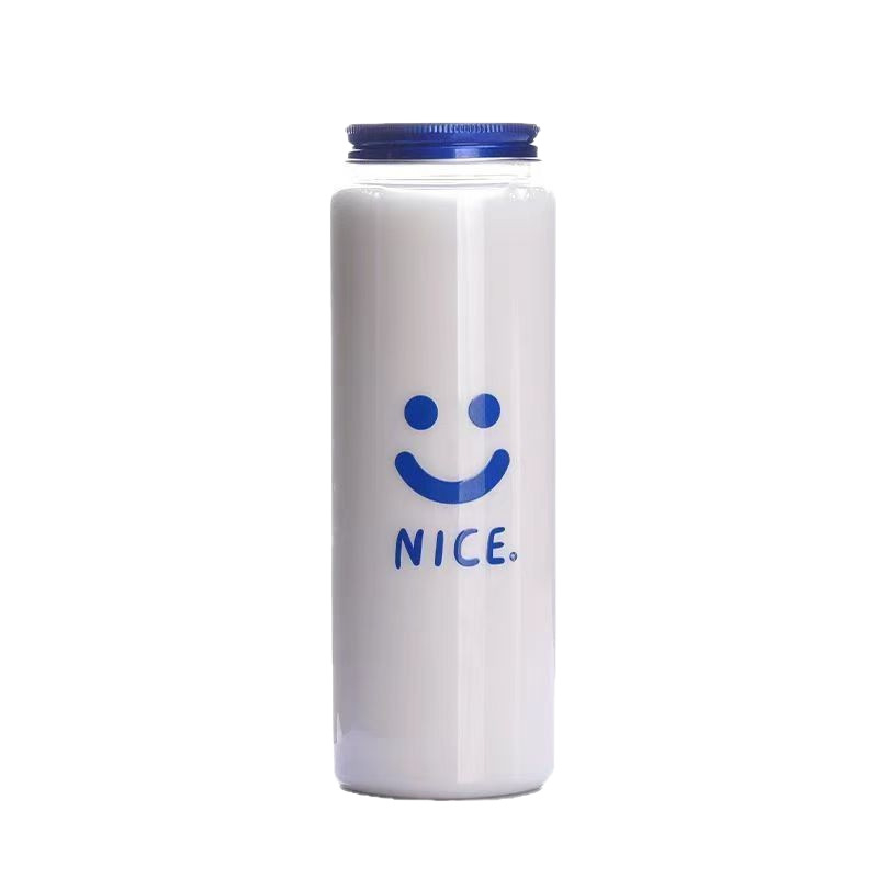 Jednokratna boca za mliječni čaj s poklopcem, okrugla PET boca za napitke, 350–500 ml, moguć ispis logotipa