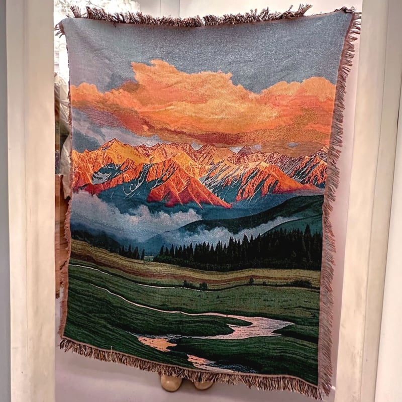 Гоблен с листен мотив, скандинавски стил, полиестерно-памучен материал, правоъгълна форма, машинно тъкане