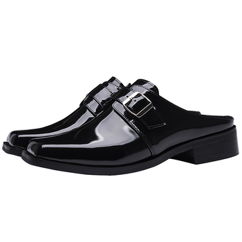 Muške papuče s zatvorenim prstom, gornji dio od kravlje kože, gumena potplata, slip-on, britanski stil