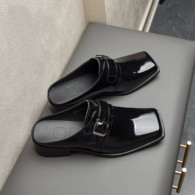 Muške papuče s zatvorenim prstom, gornji dio od kravlje kože, gumena potplata, slip-on, britanski stil